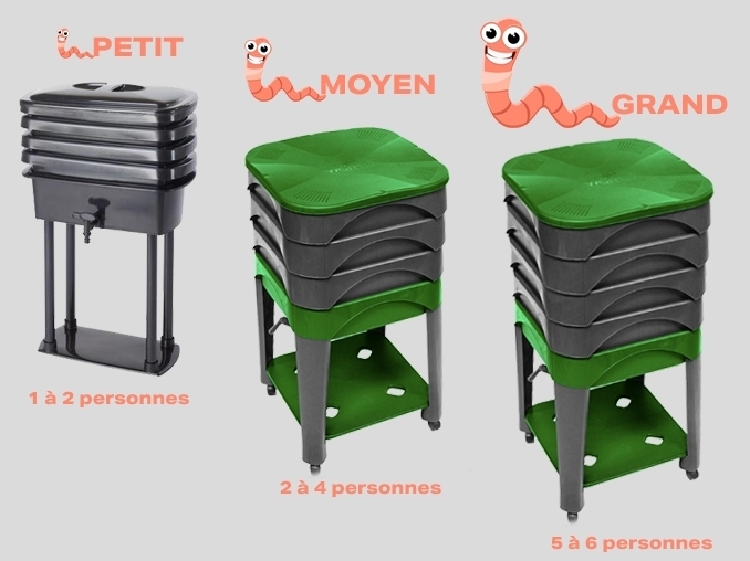 Lombricomposteur d'appartement pour 4 à 6 personnes (3 plateaux)