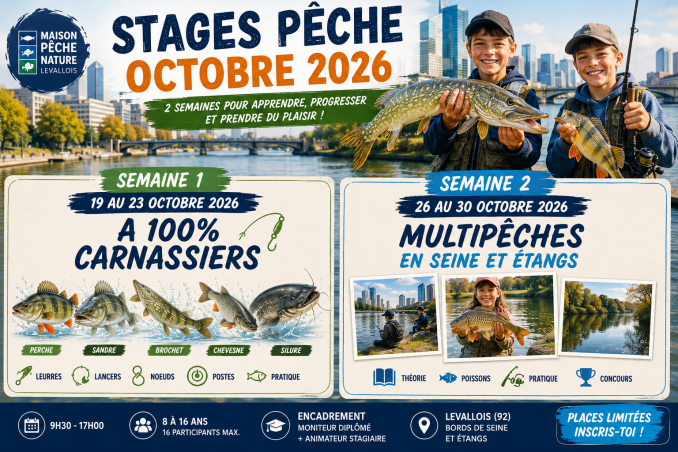 Stages Vacances pêche AUTOMNE - Maison Pêche et Nature 92